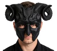 VorPrillynt Halloween 3D Devil Horn Mask Mens Demon Horns Ox Horn Halloween Party Prop Half Demon Adults Halloween Cosplay Mask Costumes Plastic Mask Photo Props Holiday Masks Scary Mask D