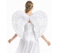 VorPrillynt Womens White Angel Wings of Darkness, Feather White Wings for Dark Angel Halloween Costumes for Women, Ladies Devil Accessories or Dark Fairy Halloween Fancy Dress Accessories