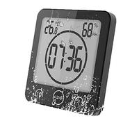 VORRINC Digital Bathroom Shower Clock, Waterproof Clocks for Bathroom Kitchen Timer Clocks Wall Clock with Suction Cup, Temperature Thermometer, Moisture Proof, CountDown Timer (Black)