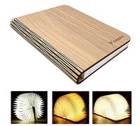 VORRINC Wooden Book Lamp,Home Decor LED Book Lamp Folding Wooden Mood Light with 2000mAh Lithium Battery Night Lamp Light,Anniversary or Valentine's Gift (White)