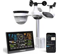 Vorsprung 7-in-1 WiFi Smart Weather Station with Outdoor Sensor, 7.3" Color LCD Display, Wireless Rain Gauge, Wind Speed, UV+Solar Radiation, App Remote Monitoring via Weather Underground & MSF Clock