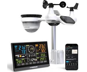 Vorsprung 7-in-1 WiFi Smart Weather Station with Outdoor Sensor, 7.3" Colour LCD Display, Wireless Rain Gauge, Wind Speed, UV+ Solar Radiation, App Remote Monitoring - Weather Underground & MSF Clock