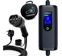 Vorsprung Portable Ev Charger Type 2 To 3 Pin Uk Plug - 6A To 13A Variable, 3.3Kw - Fast Charge, 5 Meters, Lcd Screen - Free Storage Bag