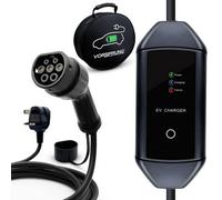 Vorsprung Type 2 To 3 Pin Uk Plug Portable Ev Charger - 8 Metres, Charging Indicator, Charge Anywhere - Free Storage Bag