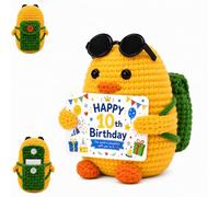VORTAZEN 10th Birthday Gifts for Girls Boys Handmade Crochet Duck with Sunglasses and Mini Backpack Cute Personalised Message Gift for Kids Girls Boys