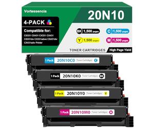Vortessencia 20N10 CS331 CX331 Toner Cartridge 4-Pack-with Chip(1,500Pages) | 20N10K0 20N10C0 20N10M0 20N10Y0 Compatible for Lexmark CX431 Toner Cartridges for CS331dw CX331adwe CS431dw CX431adw Printers