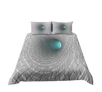 Vortex Illusion Swirl Bedding Set 3D Trap Effect Abstract Art 3D Printed Duvet Cover 1/2 Person Bed Set Green Gray blue black and white plaid Microfiber Quilt Bedclothes (Color 1, Single 2pcs)