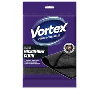 Vortex Microfibre Cloth / 30 x 50 cm/Highly Absorbent/Universal/Wet and Dry Cleaning/Fluffy Fibres/Strips/No Cleaning Agents/for Home, Office, Car/Black/Pack of 1