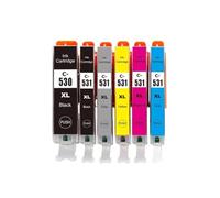 VortexLumen Ink Cartridge For 530XXL PGI 530 CLI 531XXL PGI-531 CLI-531 Compatible With TS8750 TS8751 Printer(1 Set 6colors)