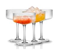 VortexQ6 4-Piece Martini & Coupe Cocktail Glasses Set with Classic Glassware, Long Stem Glassware, Margarita Glasses, Champagne & Gift, Wine Drinking Party Coupe Glass Set for Wine