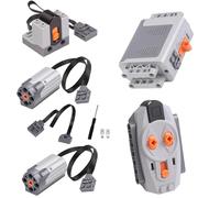 VortexQ6 6 PCS Power Functions Motor Battery Box Remote Receiver Set, DIY Motorized Building Set, Remote Control, Receiver, Battery Box, Extension Wire, Power Function Motor Set with M-Motor