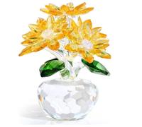 VortexQ6 Crystal Yellow Daisy Bouquet Figurine - Premium Glass Flower Ornament with Gift Box, Mother's Day for Women, Collectible Home Decoration Anniversary Birthday Presents