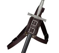 VortexQ6 Sword Shoulder Sheath Holder Medieval Retro Knight Scabbard Belt Outdoor PU Leather Back Sword Frog Adjustable Protective Cover Case for Costume Accessories Cosplay, Brown