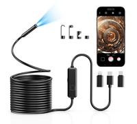 Vorth Endoscope Inspection Camera, 1920P HD Borescope with 8 LED Lights, 10M Semi-Rigid Snake Inspection camera, IP67 Waterproof Drain Pipe Borescope Mens Gadgets for iOS and Android