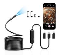 Vorth Endoscope Inspection Camera, 1920P HD Borescope with 8 LED Lights, 5M Semi-Rigid Snake Inspection camera, IP67 Waterproof Drain Pipe Borescope Mens Gadgets for iOS and Android