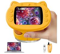 Vorth Microscope for Kids, 2.4 Inch Digital Microscope with 1000X Magnification, 4× Zoom Handheld Camera Mini Pocket Magnifying Glass, Educational Science Gifts Toys for Ages 3+, Yellow