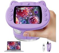 Vorth Microscope for Kids, 2.4 Inch Digital Microscope with 1000X Magnification, 4× Zoom Handheld Camera Mini Pocket Magnifying Glass, Educational Science Gifts Toys for Ages 3+, Purple