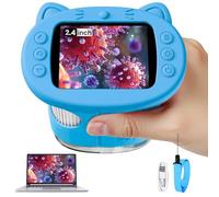 Vorth Microscope for Kids, 2.4 Inch Digital Microscope with 1000X Magnification, Handheld Camera Mini Pocket Magnifying Glass, Educational Christmas Birthday Gifts Toys for Ages 3+, Blue