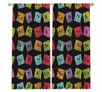 Vortithora 2 Panels 52x84 Periodic Table Design Rod Pocket Curtains For Bedroom