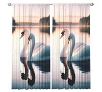 Vortithora 2 Panels 52x84 Romantic-Swans-Love Rod Pocket Curtains For Bedroom
