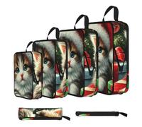 Vortithora 4 Set Cats-Christmas-Santa-Hat Compression Packing Cubes