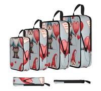 Vortithora 4 Set Romantic-Valentine-Gnomes Compression Packing Cubes