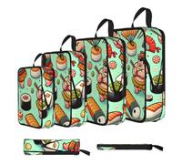 Vortithora 4 Set Sumo-Japanese-Sushi-Cartoon Compression Packing Cubes