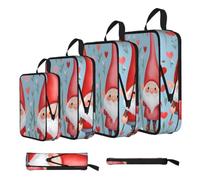 Vortithora 4 Set Watercolor-Valentine'S Gnomes Compression Packing Cubes