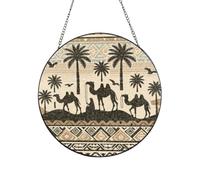 Vortithora African-Palm-Trees-Camels Suncatcher Window Hanging Decor