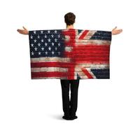 Vortithora American-British-Flag-Wall Flag Cape With Sleeves For Adults, Polyester Wearable Flag Cloak, Lightweight Sports Fan Cape For Game Day, Bar Parties And Street Celebrations
