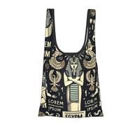 Vortithora Ancient-Egyptian-Gods Reusable Foldable Shopping Bag, Portable Grocery Bag For Daily Use