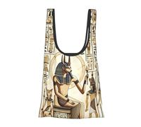 Vortithora Ancient-Egyptian-Hieroglyphs Reusable Foldable Shopping Bag, Portable Grocery Bag For Daily Use