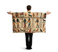 Vortithora Ancient-Egyptian-Murals-Pharaohs Flag Cape With Sleeves For Adults, Polyester Wearable Flag Cloak, Lightweight Sports Fan Cape For Game Day, Bar Parties And Street Celebrations