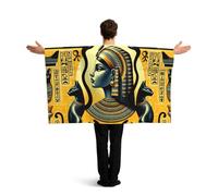 Vortithora Ancient-Egyptian-Queen-Cat Flag Cape With Sleeves For Adults, Polyester Wearable Flag Cloak, Lightweight Sports Fan Cape For Game Day, Bar Parties And Street Celebrations