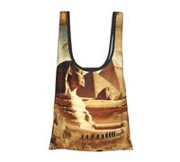 Vortithora Ancient-Egyptian-Sphinx-Pyramids Reusable Foldable Shopping Bag, Portable Grocery Bag For Daily Use