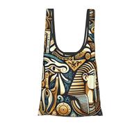 Vortithora Ancient-Egyptian-Symbols Reusable Foldable Shopping Bag, Portable Grocery Bag For Daily Use