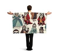 Vortithora Aristocratic-Sloths Flag Cape With Sleeves For Adults, Polyester Wearable Flag Cloak, Lightweight Sports Fan Cape For Game Day, Bar Parties And Street Celebrations