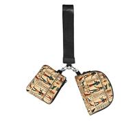 Vortithora Augenstern Ancient-Egyptian-Murals-Pharaohs 2 Pouches Wristlet Wallet Dual Zipper Coin Purse