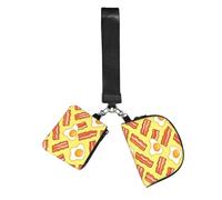 Vortithora Augenstern Bacon Eggs Pattern 2 Pouches Wristlet Wallet Dual Zipper Coin Purse