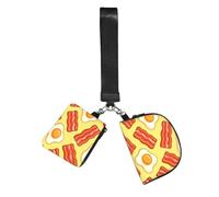Vortithora Augenstern Cartoon Bacon Eggs Pattern 2 Pouches Wristlet Wallet Dual Zipper Coin Purse