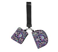Vortithora Augenstern Psychedelic-Skulls-Death 2 Pouches Wristlet Wallet Dual Zipper Coin Purse