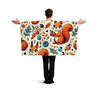 Vortithora Autumn-Squirrels-Joy Flag Cape With Sleeves For Adults, Polyester Wearable Flag Cloak, Lightweight Sports Fan Cape For Game Day, Bar Parties And Street Celebrations