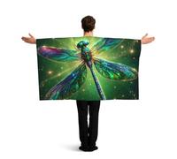 Vortithora Beauty-Jewel-Dragonfly Flag Cape With Sleeves For Adults, Polyester Wearable Flag Cloak, Lightweight Sports Fan Cape For Game Day, Bar Parties And Street Celebrations