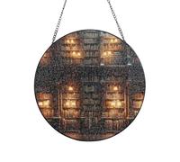 Vortithora Bookshelf-Library-Book Suncatcher Window Hanging Decor