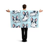 Vortithora Boston-Terrier-Heart-Love Flag Cape With Sleeves For Adults, Polyester Wearable Flag Cloak, Lightweight Sports Fan Cape For Game Day, Bar Parties And Street Celebrations