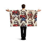 Vortithora Boxer-Sloths Flag Cape With Sleeves For Adults, Polyester Wearable Flag Cloak, Lightweight Sports Fan Cape For Game Day, Bar Parties And Street Celebrations