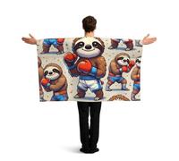 Vortithora Boxing-Sloths Flag Cape With Sleeves For Adults, Polyester Wearable Flag Cloak, Lightweight Sports Fan Cape For Game Day, Bar Parties And Street Celebrations