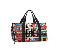Vortithora British-London-City Sports Duffel Bag with Shoe Compartment | Water-Resistant Fabric, Luggage Sleeve, Adjustable Strap, Inner Zipper Pocket, Good For Sport, Gym, Yoga
