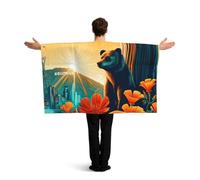 Vortithora California-Poppies-Bear Flag Cape With Sleeves For Adults, Polyester Wearable Flag Cloak, Lightweight Sports Fan Cape For Game Day, Bar Parties And Street Celebrations