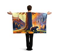Vortithora California-Poppies-Bear-Symbols Flag Cape With Sleeves For Adults, Polyester Wearable Flag Cloak, Lightweight Sports Fan Cape For Game Day, Bar Parties And Street Celebrations